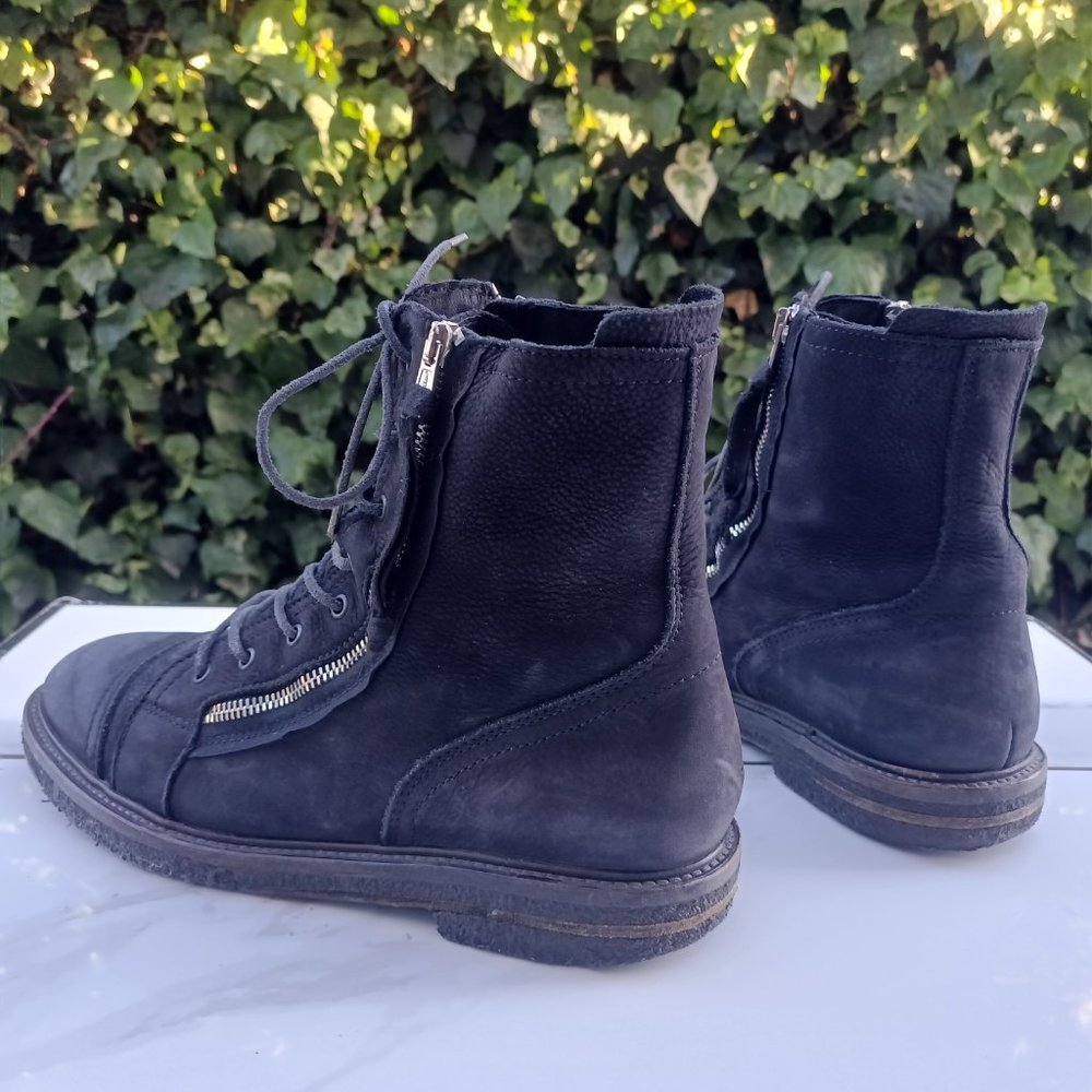 All SAINTS Dual Zipper Suede Combat Boots Men's Size 45 Black MSRP $285 - Picture 4 of 11